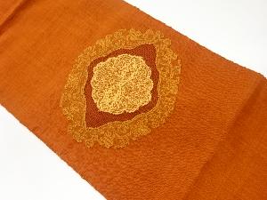 手織り紬唐草に華紋模様織出し名古屋帯